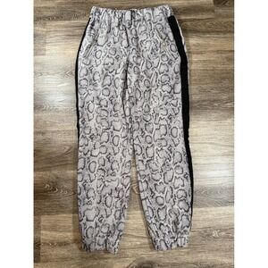 Guess Los Angeles Joggers XS Grey Snakeskin Print Black Side Stripe Y2K